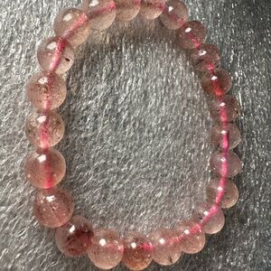 Sparkling 8MM Pink Strawberry Quartz Natural Crystal Bracelet
